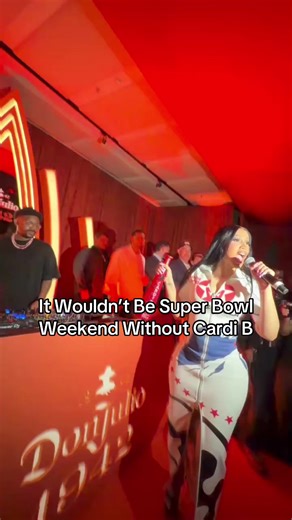 #cardib performed during Don Julio’s Ready P’al Show Party kicking off #superbowl weekend! We know she’s there to support #stefondiggs, but do we think she’ll come out for #badbunny’s #halftimeshow?