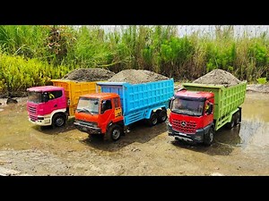 MOBIL TRUK TRONTONFUSO 220PS OLENG MUATAN PASIR MELEWATI JALAN LUMPU DAMTRUK