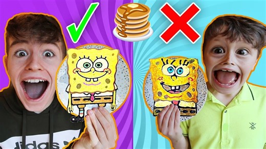 Little brother learns emoji designs during pancake art challenge