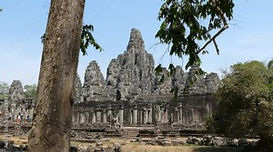 The Bayon Khmer temple at Angkor Wat Cambodia