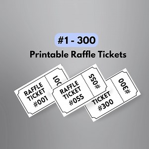 Printable Numbered Raffle Ticket Enter to Win Tickets With Numbers 1 to 300 Printable PDF Instant Download Numbered Tickets for Raffle Entry - Etsy
