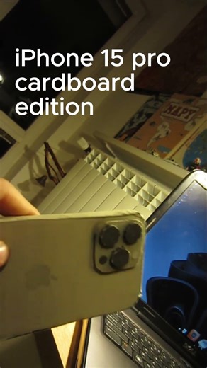 iPhone 15 Pro Cardboard Edition 🤣 #diy #apple #papercraft #cardboard #tech