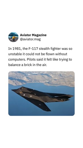 Ondrej Toman | Aerospace on Instagram: "The F-117 Nighthawk was designed with stealth as the highest priority, sacrificing aerodynamic stability in the process. Its faceted shape reflected radar waves effectively, but made the aircraft inherently unstable. To compensate, the F-117 relied entirely on fly-by-wire computers to remain controllable. Without constant computer corrections, the aircraft would have been impossible to fly, marking a turning point where software became as critical as aerod