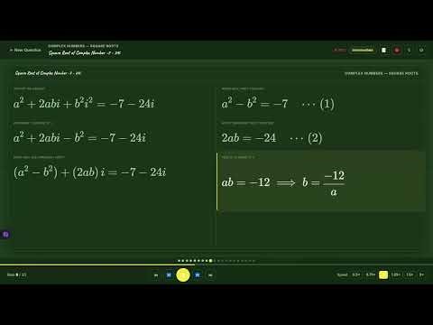 Class 11 Maths Ch 1 Ex 2 Q7(i) | Square Root of -7-24i
