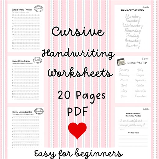 Cursive Handwriting Worksheets: Calligraphy Practice, Tracing Worksheet for Adults and Kids (PDF Download) - Etsy