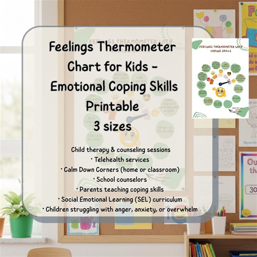 Kids Feelings Thermometer Chart – Emotional Coping Skills Printable Tool (3 Sizes) - Etsy