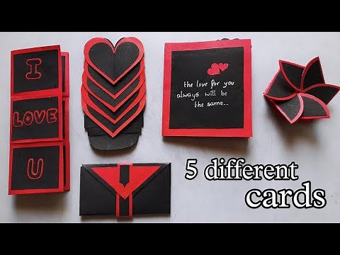 Scrapbook cards | 5 different cards tutorial | card ideas | valentine's day scrapbook cards | craft