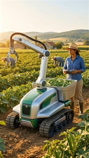 “Smart Robot Harvesting Okra | The Future of Farming 🌱🤖”