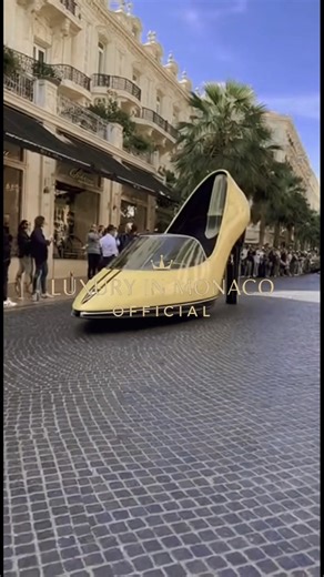 Customized Two High-Heel Shoe Car Yellow- #high #shoes #car #yellow #lady #rich #monaco #supercars