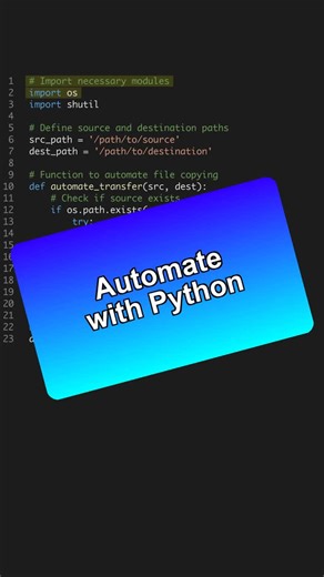 VornixLabs | Stop struggling with mundane file transfers 🛑 Here is the cleaner way to handle it in Python. 💡 Automate efficiently with just a few... | Instagram