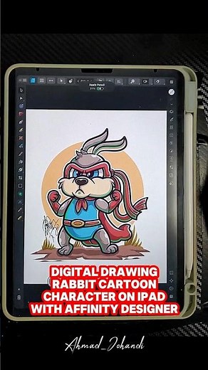 Digital Drawing Rabbit Cartoon Character on iPad with Affinity Designer.
