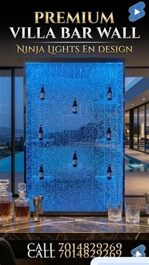 luxury home villas bar counter water bubble wall panel with shelves #homedecor #waterbubbles