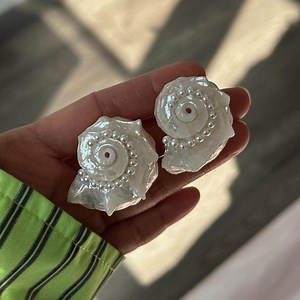 Bohemian Real Sea Shell Earrings • Statement Studded Earrings • Seashell Jewelry - Etsy