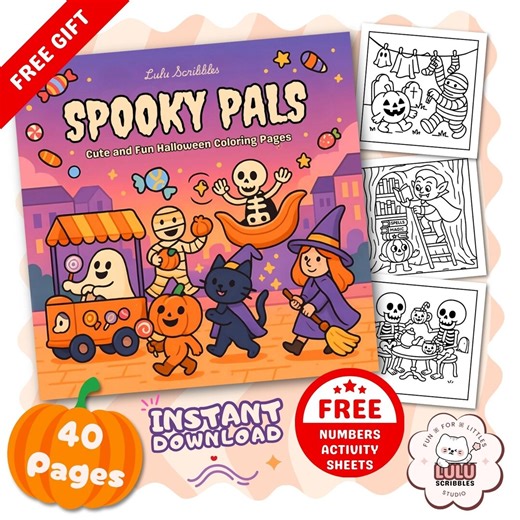 Halloween Coloring Pages: 40 Spooky Pals Designs (digital PDF Download) - Etsy