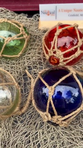 Medium 5" Glass Fishing Floats - Red, Blue, Green, Aqua, Clear - Nautical Fish Net Buoy - Decorative Ball W/ Rope Netting - Etsy