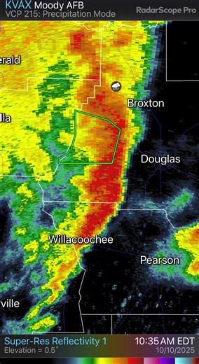 Flash Flood Warning for... West Central Coffee County in southeastern Georgia... * Until 1215 PM EDT. * At 1124 AM EDT, Doppler radar indicated thunderstorms producing heavy rain across the warned area. Between 2 and 5 inches of rain have fallen. Additional rainfall amounts up to 1 inch are possible in the warned area. Flash flooding is expected to begin shortly. HAZARD...Flash flooding caused by thunderstorms. SOURCE...Radar. IMPACT...Flash flooding of small creeks and streams, urban areas, hig