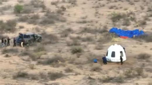 Moment Jeff Bezos falls flat on his face running to greet Blue Origin space capsule