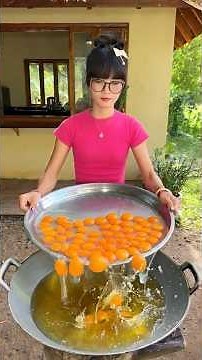 Cooking yummy deep fried egg fry rice recipe