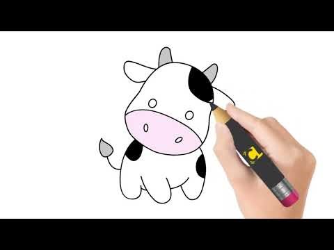 Cute Cow Drawing for Kids | Easy Farm Animal Drawing Lesson
