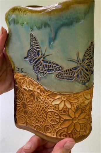 Butterfly Pottery Flower Vase Hand Made - Etsy