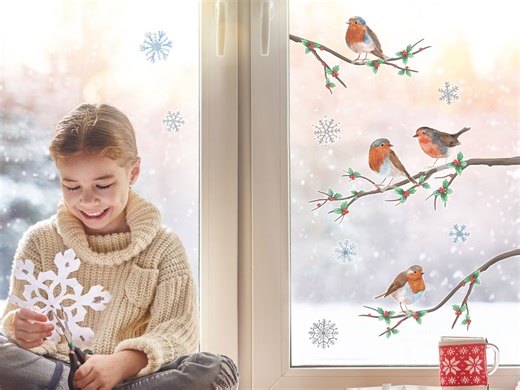 Christmas Window Stickers Robin Window Stickers Reusable and Repositionable Christmas Window Decorations Xmas Window Decals Children Kids - Etsy