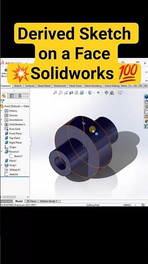 Sketch Derived To Another Face ||Solidworks 💥 #solidworks #art #design #sketch #cadcamdesigncenter