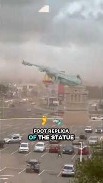 🌪️ 114-foot Statue of Liberty replica in Brazil just took a dramatic fall, 🚗💨 🗽🇧🇷