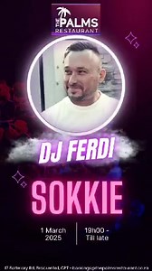 3.9K views | 睊 Sokkie Nights at The Palms! Get ready to dance the night away! On Saturday, 1 March 2025, we’re turning up the beats with DJ Ferdi, spinning the best sokkie hits all night long!  First 100 guests get a FREE shot! 弄 Doors open at 7PM | FREE ENTRY The Palms, Brackenfell. So grab a drink, grab a partner, and let’s sokkie till late! ✨ | The Palms Pub & Grill | Facebook