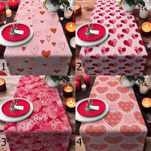 Pink Love Themed Table Runner, Love Table Decor Runner, Rose Heart Valentines Day Runner, Valentine's Day Red Hearts Table Runner - Etsy
