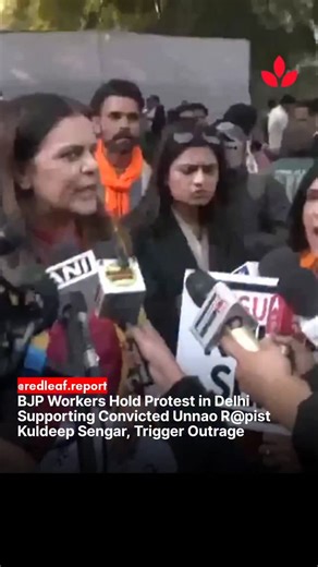 RedLeaf Report by Injamamul Haque | A disturbing video from Delhi shows BJP workers holding placards reading “I Support Kuldeep Sengar” and raising slogans in favour of a... | Instagram