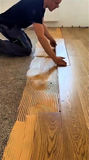 Hardwood flooring installation with precise geometry and an elegant glossy finish#shorts #fyp #work