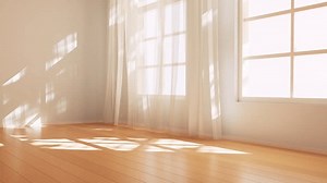 Empty room with light comes in, 3d rendering. Motion graphic.