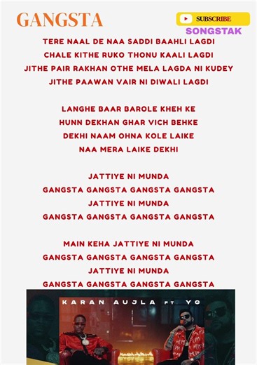 Gangsta (Lyrics) | Karan Aujla Ft. YG | Rupan Bal | Yeah Proof #shorts #viral #punjabisong #trending