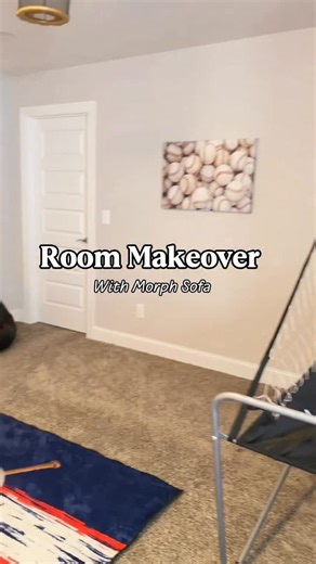 Sarah Lalonde on Instagram: "Our teen boys are going to be so happy we found the @morphsofa for their upstairs area! Them and their friends are going to love how it can transform into so many different comfy spots to relax. The perfect addition to a fun and cozy chill area. And it was so easy to set up! Step 1 : Unbox Step 2: Cut & Tear Open Step 3: Expand Step 4: Enjoy! ✨Get yours today @morphsofa ✨ #morphsofa #teenroom #gameroom #modularsofa #roommakeover"