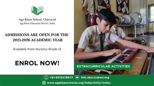 Admissions Open | Nursery to Grade 12 (Commerce) A school that nurtures holistic development, builds strong culture and ethics, encourages creative learning, and believes in experiential education — where every child grows with purpose and confidence. Limited seats available! Enroll now and give your child the right start to a lifelong learning journey. Apply Today. | Aga Khan School, Chitravad