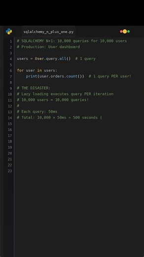 SQLAlchemy N1 Query Loads Dashboard In 8 MINUTES?! #lazyloading