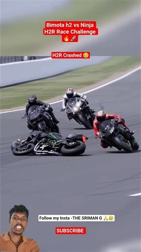 Bimota h2 vs Ninja H2R Race Challenge 🔥🚀 Ninja H2R Crashed 😥#shorts #ninjah2r #bimota