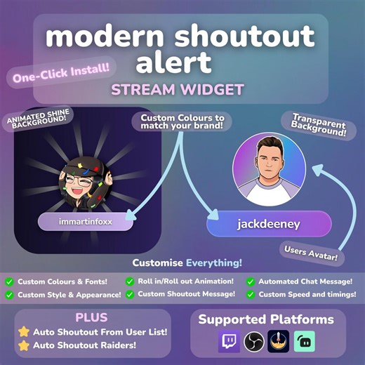 Modern & Minimal Shoutout Widget With Chat Message - Etsy