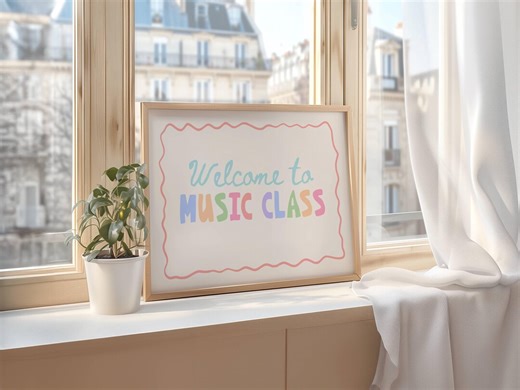 Music Class Welcome Sign Digital Wall Art Print, Music Classroom Decor, Choir Band Orchestra Room Poster - Etsy