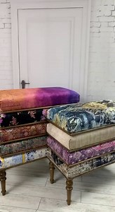 Rug Ottoman Bench, Upholstered Bench, Patchwork Bench, Bohemian Bench, Piano Bench, Entry Bench, Handmade Bench, Wood Bench, Bedroom Bench, Kitchen Bench, Dining Bench, Vintage Antique Bench
