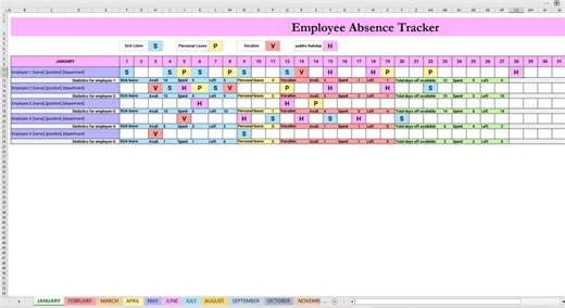 Employee Absence Tracker Excel & Google Sheets | Staff Holiday Sick Leave Tracker | HR Attendance Planner - Etsy Australia