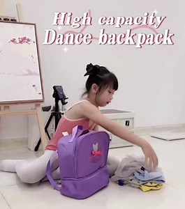 Yitengteng Ballet Dance Backpack for Little Girls Ballerina Purple Bag for Dance Toddler Dance Bag Gymnastics Latin Dance Yoga Tap Dance Jazz Storage Bag,27cmx30cmx15.5cm