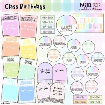 Pastel Pop Birthday Display | Editable Classroom Decor (Canva Template)