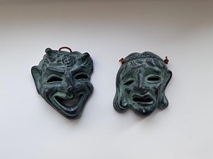 Vintage Greek Theater Masks – Comedy & Tragedy Wall Decor, Made in Greece - Etsy UK
