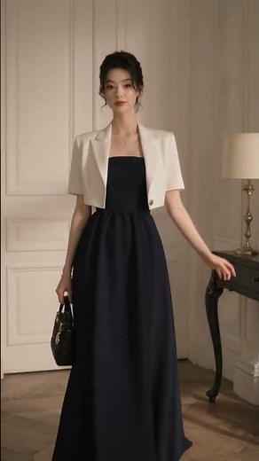 Elegant Black Maxi Dress with White Blazer | Chic Women’s Outfit Idea ✨