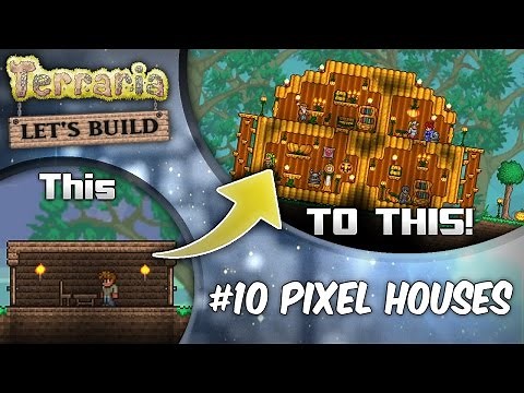 Terraria 1.3 Let's Build Ep11 Pixel Mob Houses! | Terraria house design tutorial