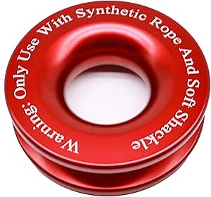 HiSport Snatch Recovery Ring, 45000 Lbs Winch Snatch Block Pulley Towing Ring, for SUV ATV UTV Truck Off-Road Vehicle Towing Soft Shackle Recovery Red Color