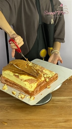 6.4K views · 22 reactions | The process is so satisfying! We took square layers and carved a whole scene out of them—snowy buttercream mountains painted with blue swirls and vibrant green fields of edible "grass." Cake carving and painting are such a fun way to create 3D edible art! What's your favorite part of watching a cake come together?  | Sweet Pie | Facebook