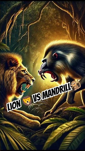 Lion vs Mandrill: Jungle Clash! Who Wins? #animals #shorts #lion