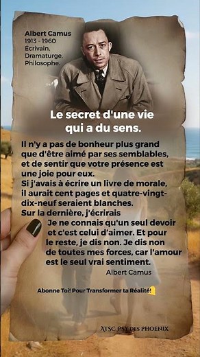 Une vie qui a du sens🌹📖 Le secret d'Albert Camus